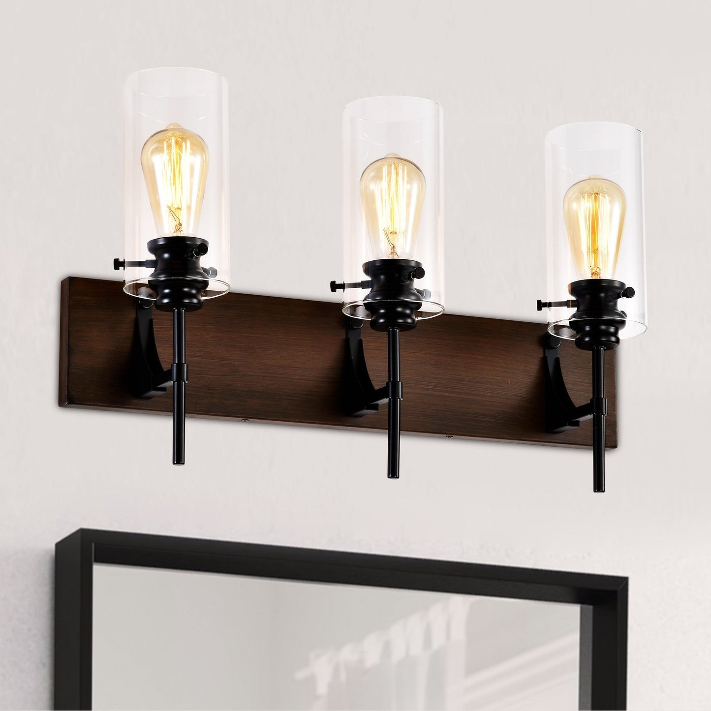 3-Light Matte Black Bathroom Vanity Wall Light
