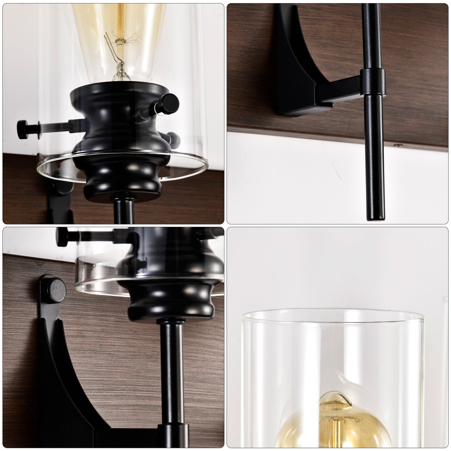 3-Light Matte Black Bathroom Vanity Wall Light