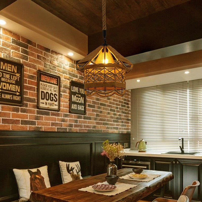 Retro Hemp Rope Industrial Chandelier